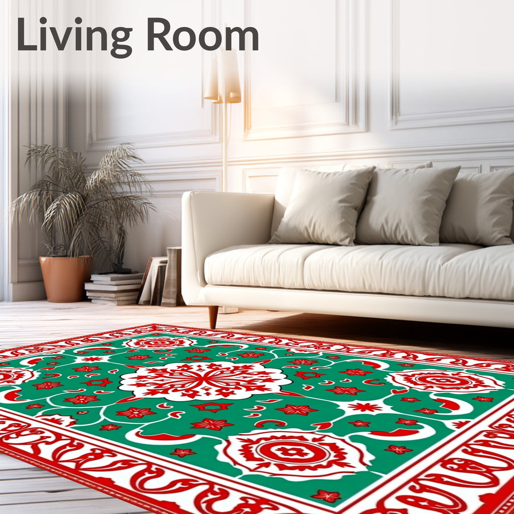 Red Emerald Floral Medallion Rug