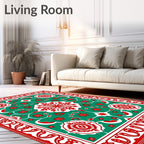 Red Emerald Floral Medallion Rug