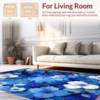 Vibrant Blue Floral Art Pattern Rug