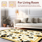 Elaborate Black and Gold Floral Design Rug