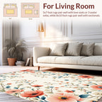 Coral And Blue Floral Vines Rug