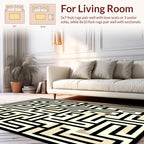 Modern Geometric Black Cream Maze Rug