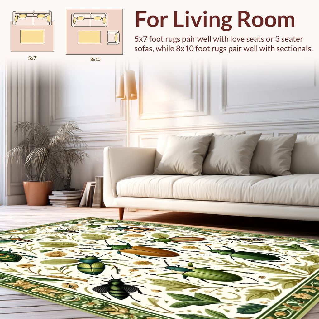 Vintage Insect Floral Garden Pattern Rug