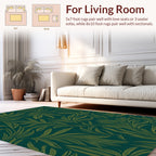 Deep Teal Leaf Pattern Rug