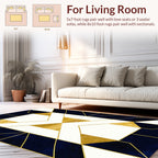Gold Navy Geometric Abstract Design Rug