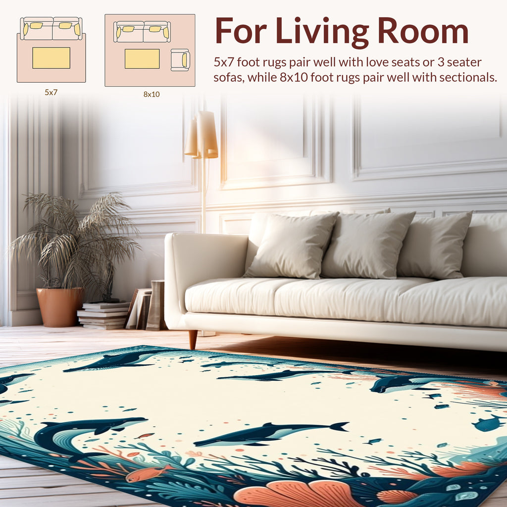 Oceanic Life With Whales And Dolphins Rug