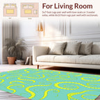 Whimsical Yellow Wavy Serpent Pattern Rug