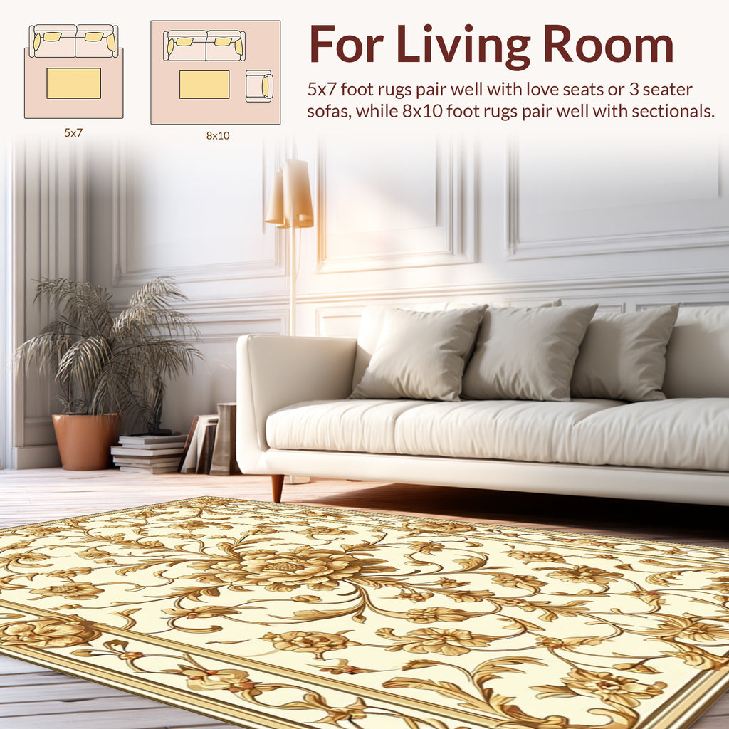 Ornate Floral Patterned Vintage Rug