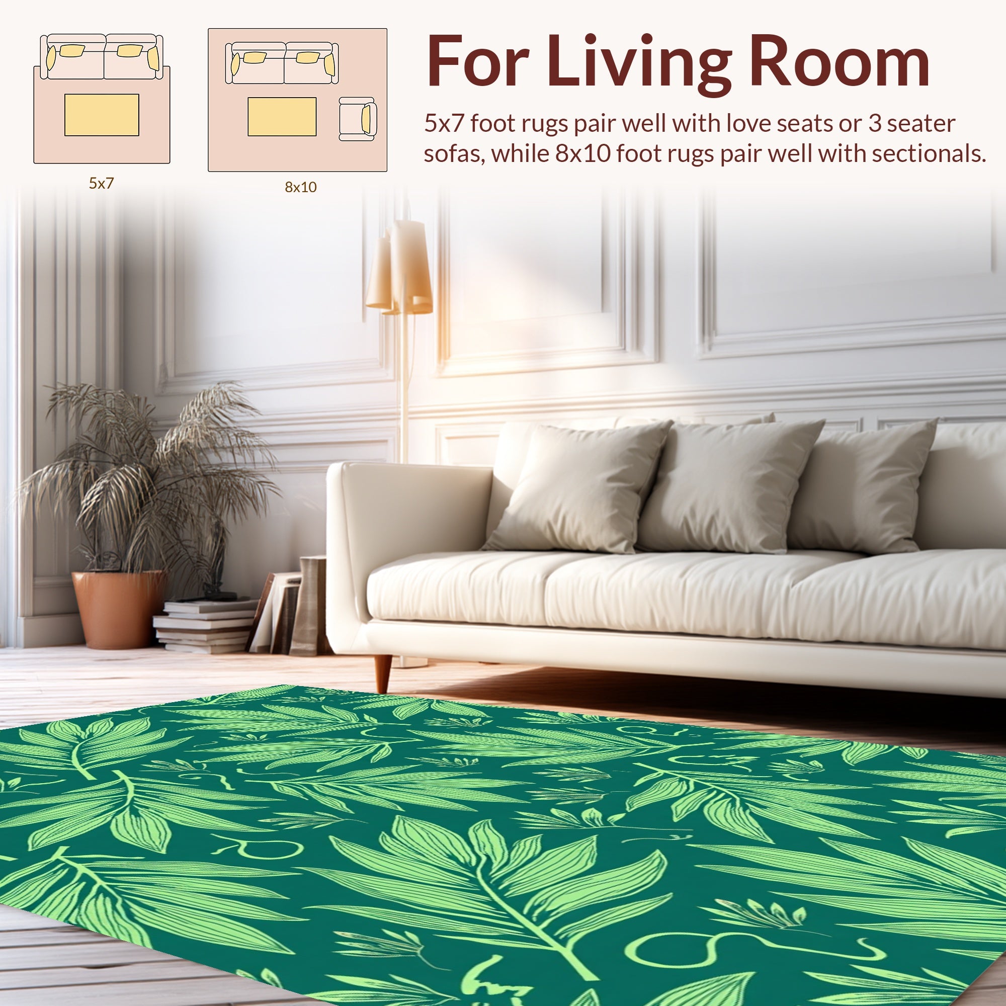 Tropical Leaf Pattern Design Rug