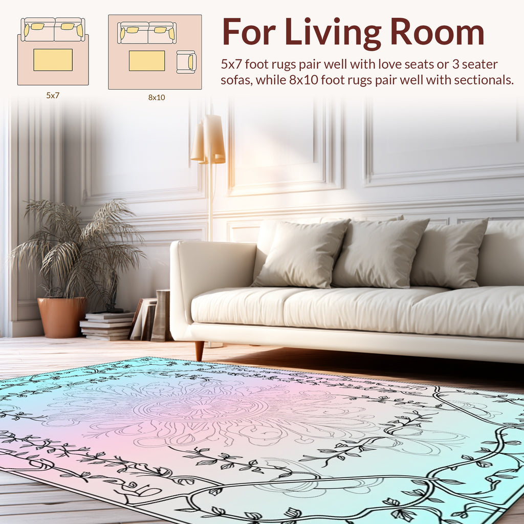 Art Nouveau Vine Mandala Pattern Rug