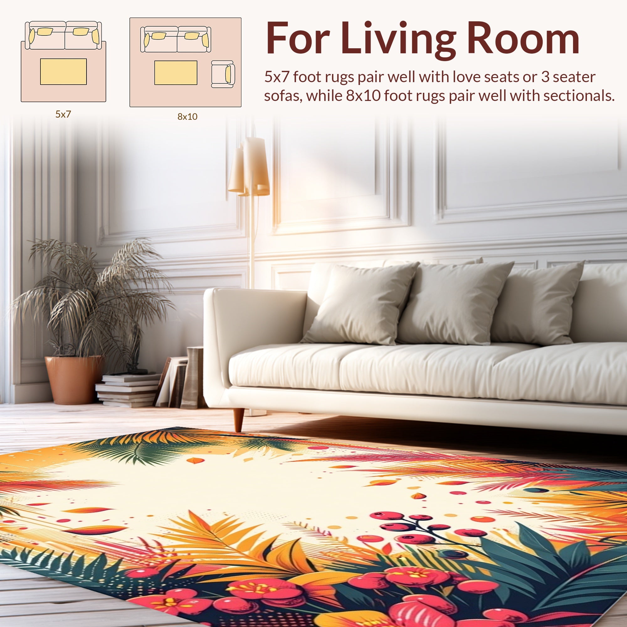 Tropical Foliage Floral Vibrant Rug