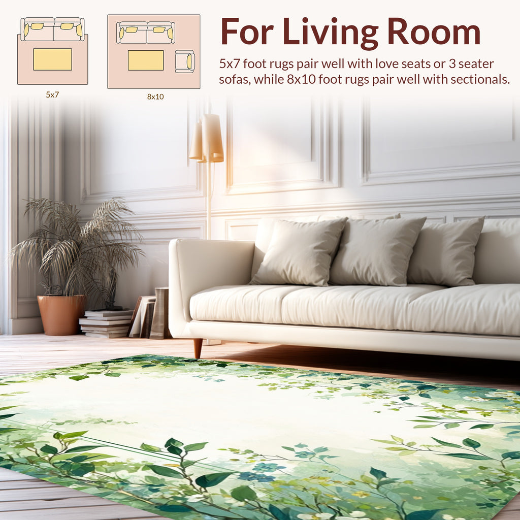 Lush Greenery Floral Vine Pattern Rug
