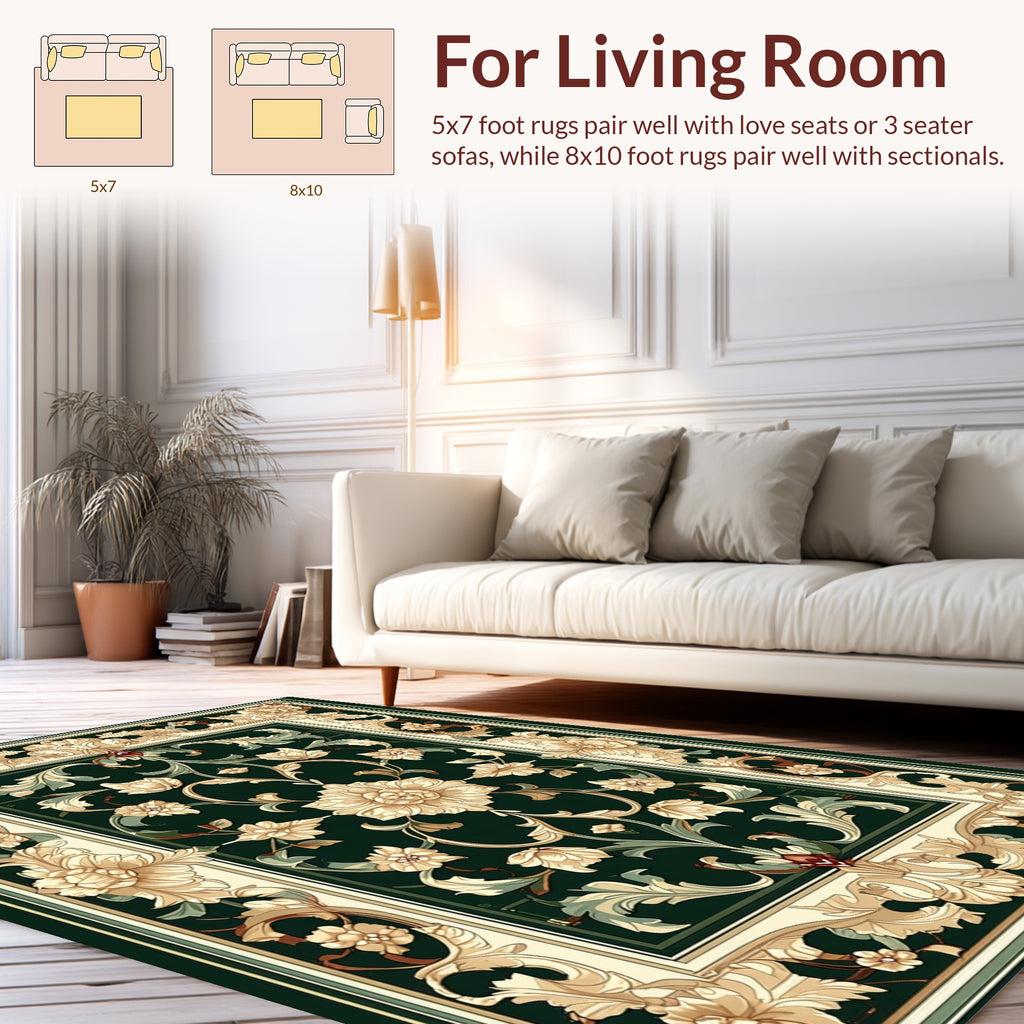 Ornate Floral Vine Persian-Inspired Rug
