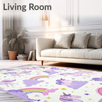 Pixel Unicorns and Rainbows Pattern Rug