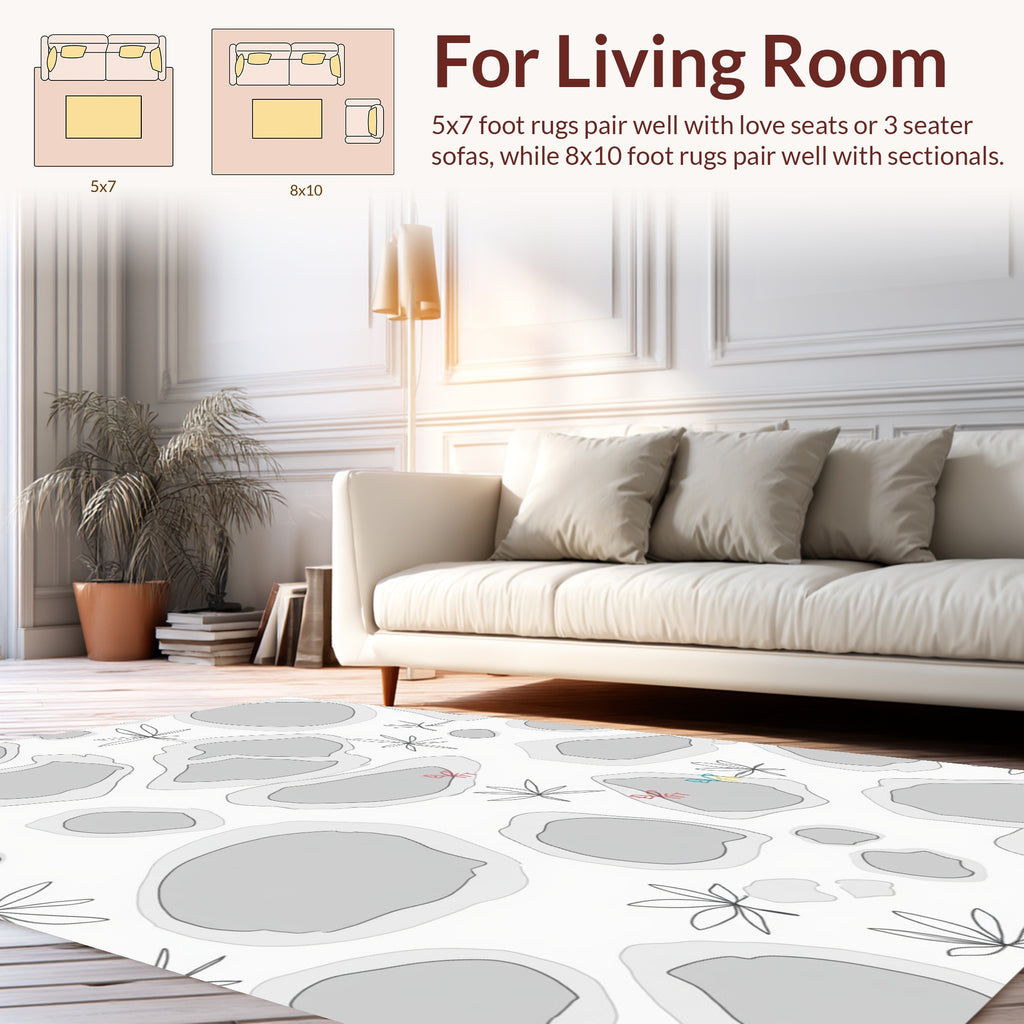 Organic Grey White Nature Pattern Rug