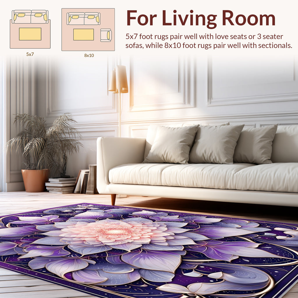 Midnight Bloom Floral Pattern Rug