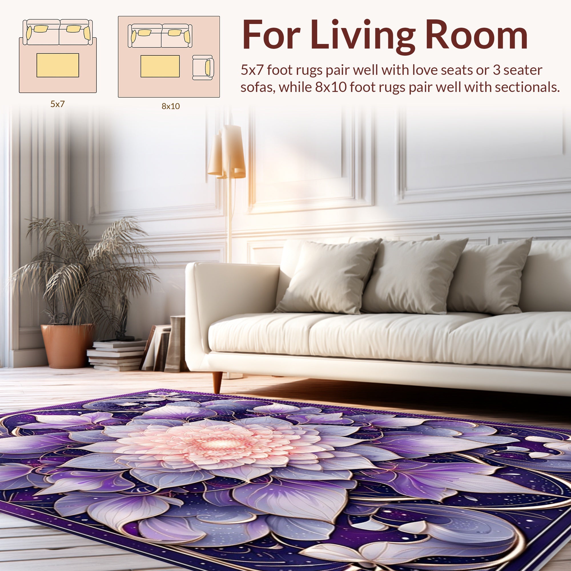 Midnight Bloom Floral Pattern Rug
