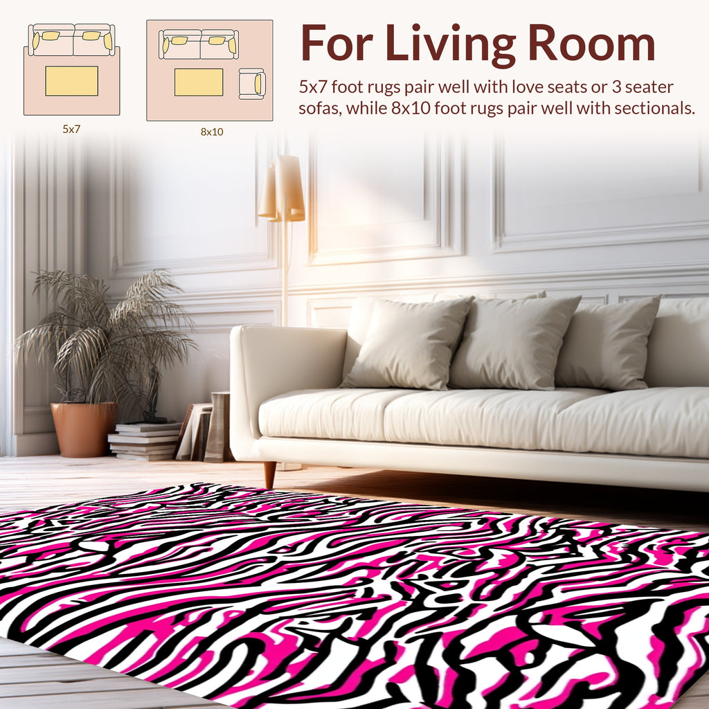 Vibrant Pink Zebra Stripes Pattern Rug