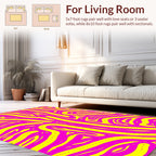 Vivid Pink Yellow Organic Stripe Design Rug