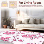 Pink Floral Botanical Pattern Rug