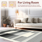 Modern Black White Striped Geometric Rug