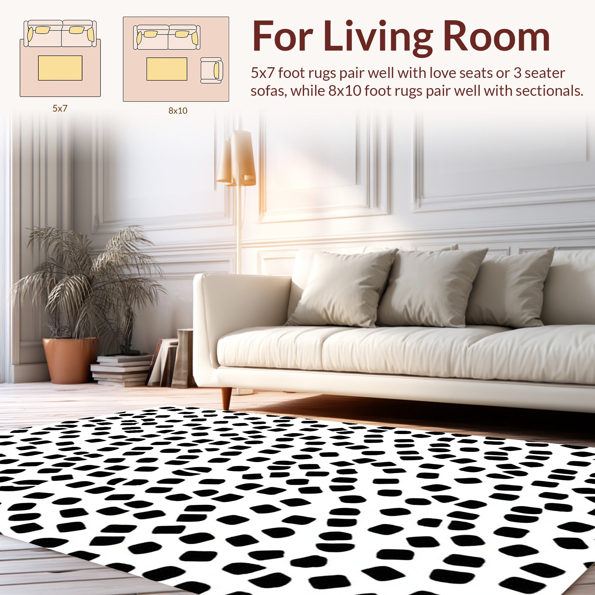 Abstract Black Dot Pattern Design Rug