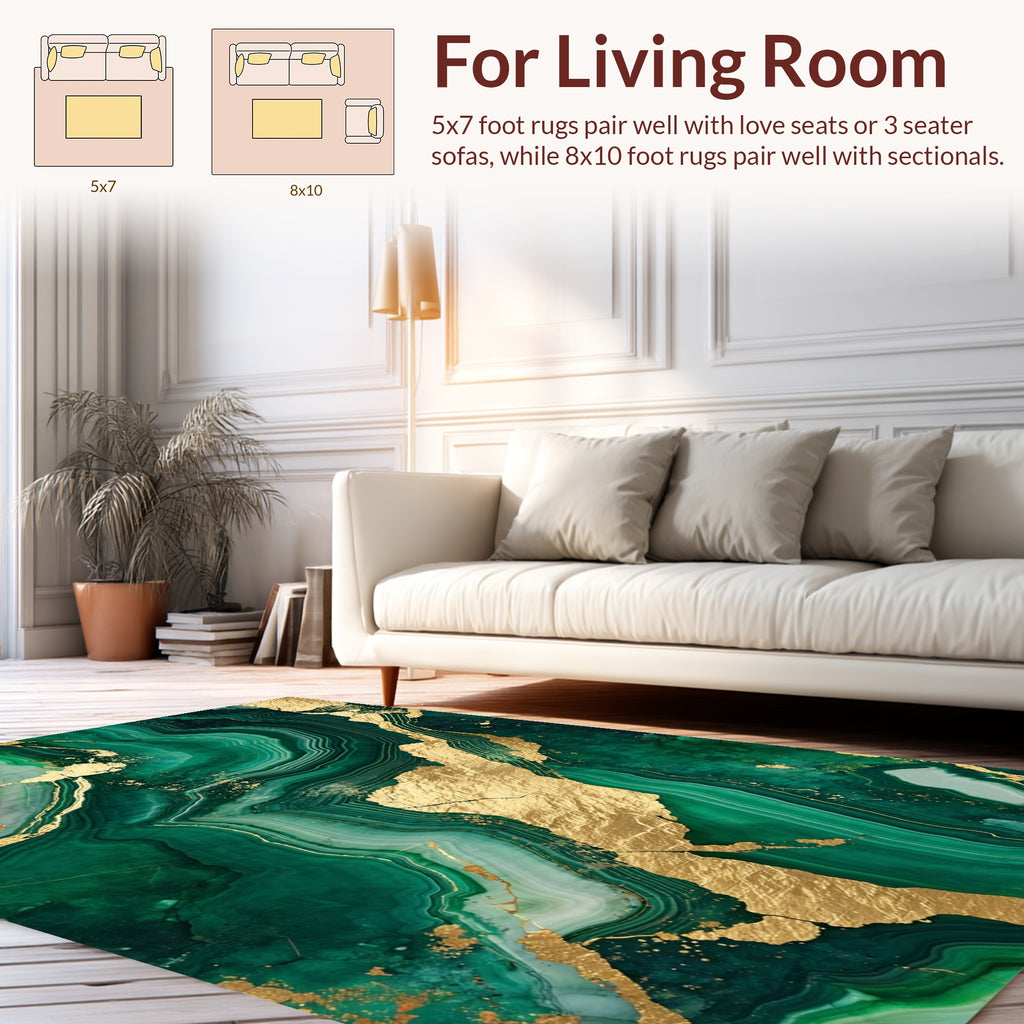 Emerald Stone Vein Abstract Gold Rug