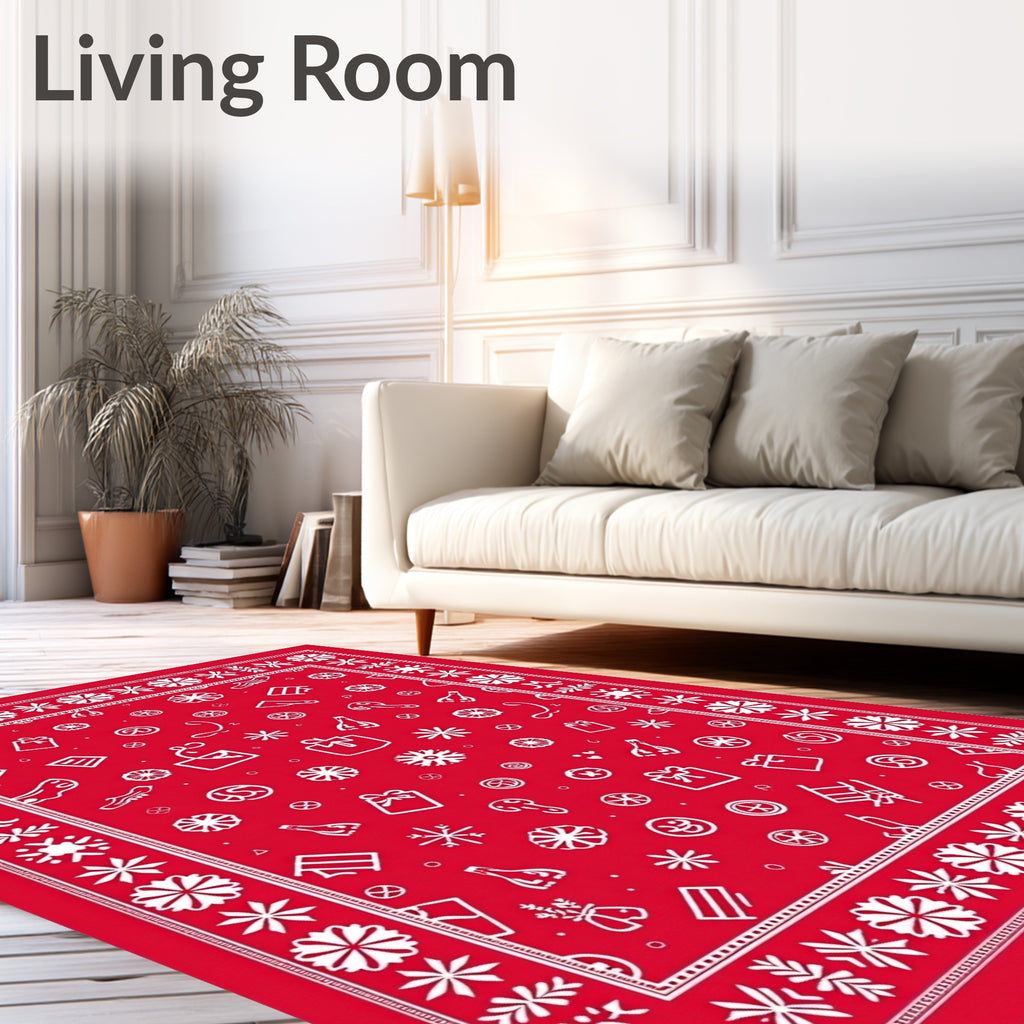 Red White Holiday Gift Scatter Rug