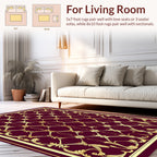 Rich Burgundy Gold Scrollwork Pattern Rug
