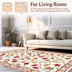 Ornate Red Gold Floral Design Rug