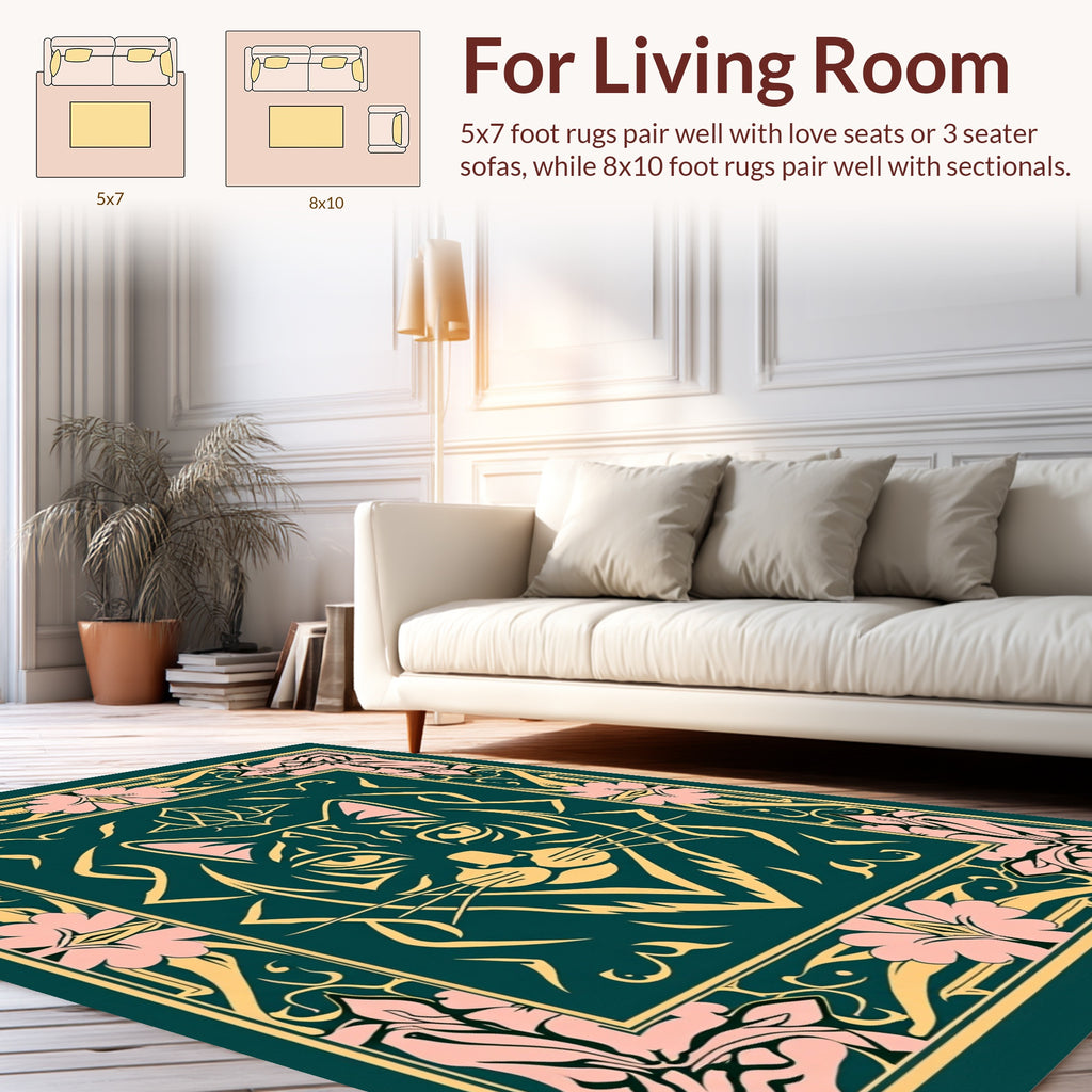 Vintage Cat Floral Frame Rug