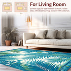 Tropical Palm Leaf Blue Green Design Rug