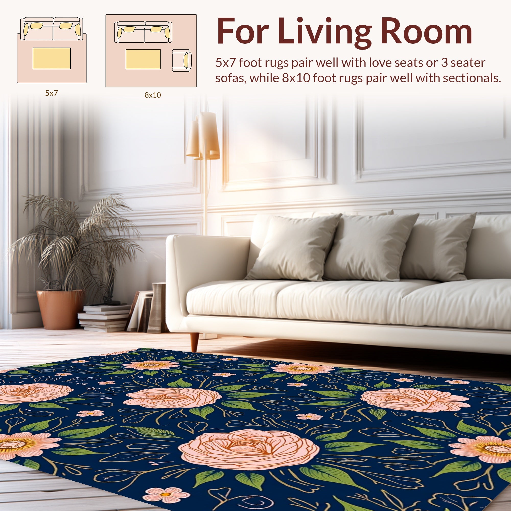 Vintage Rose Garden Floral Pattern Rug