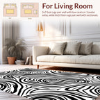 Bold Black White Swirl Pattern Rug