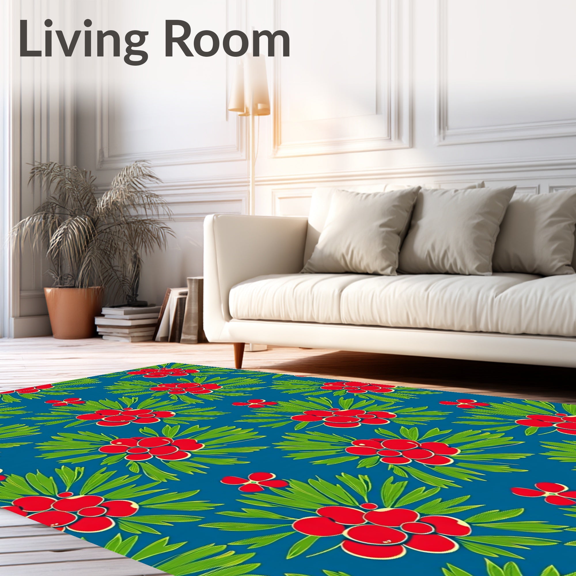 Bright Red Berry Bunch Foliage Rug