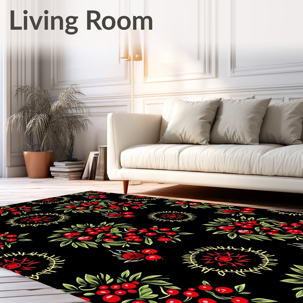 Red Berry Cluster Sunburst Rug