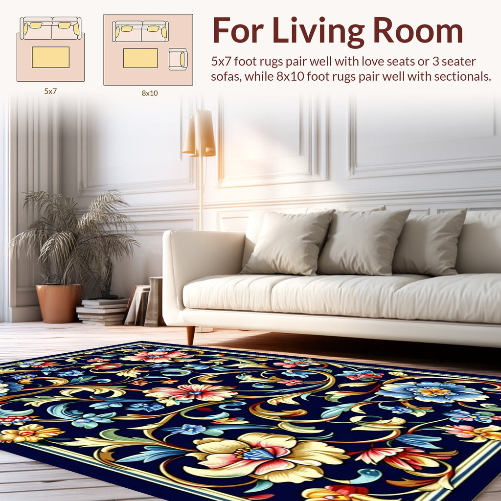 Intricate Floral Vines Dark Romance Rug