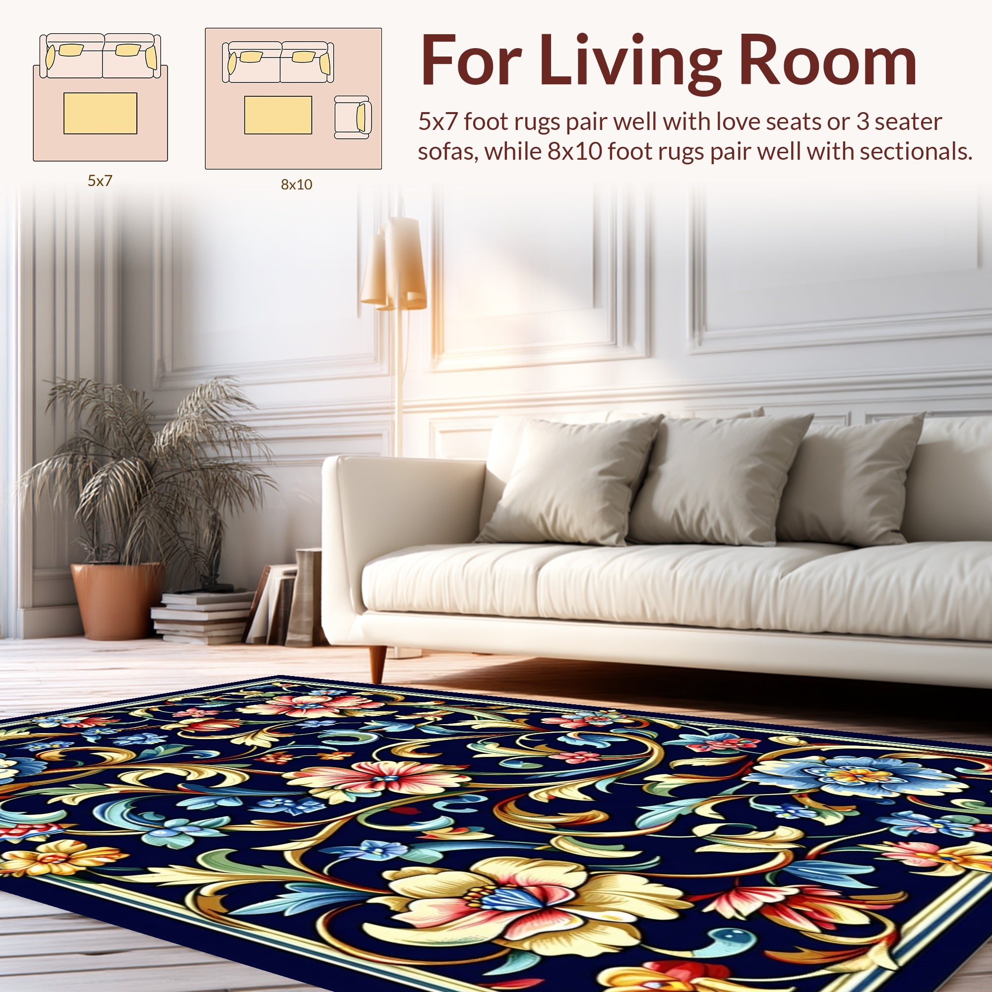 Intricate Floral Vines Dark Romance Rug