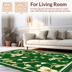Ornate Floral Vines Emerald Green Design Rug