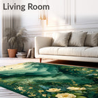 Misty Mountain Birds Floral Scene Rug