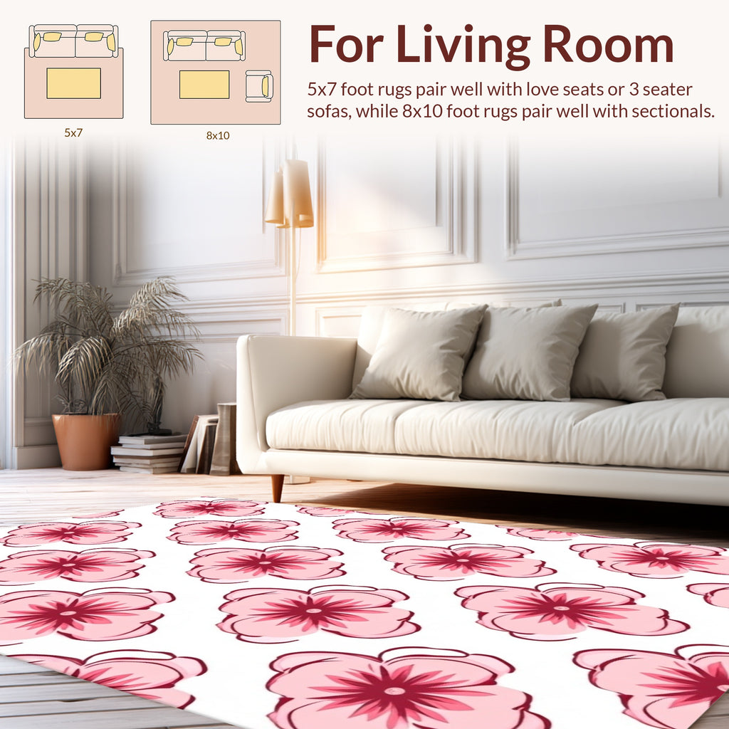 Pink Cherry Blossom Pattern Rug