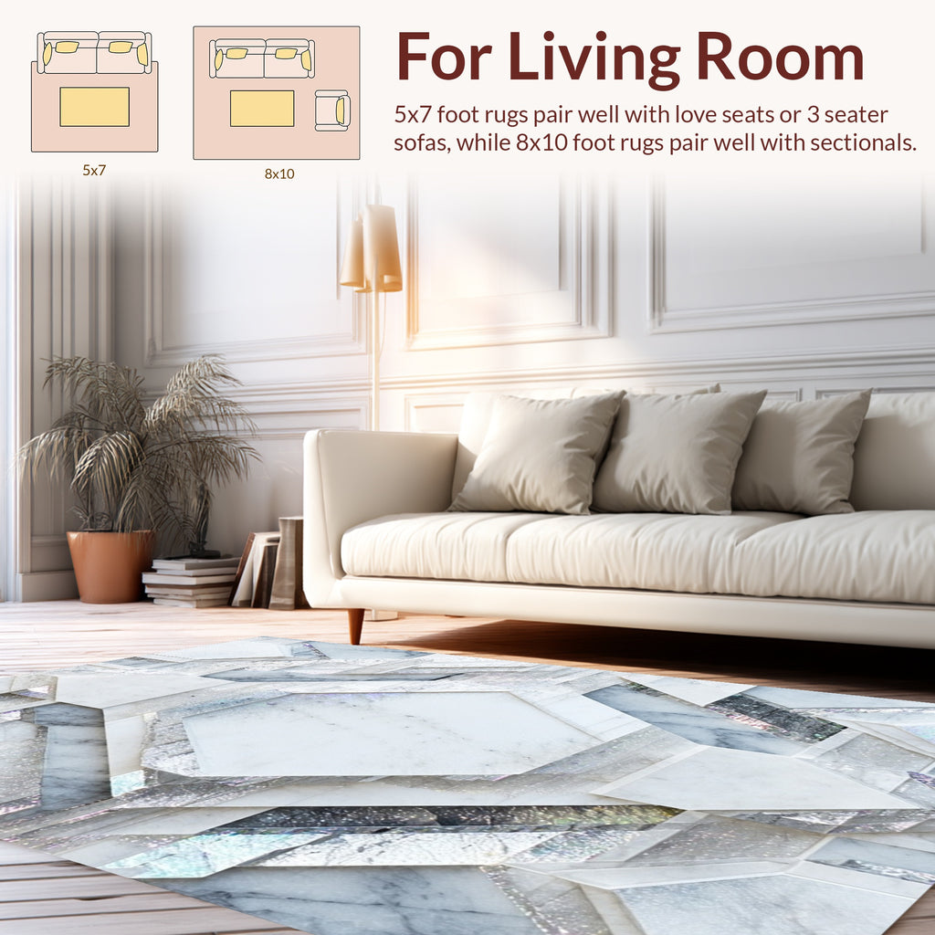 Geometric Shimmer Marble Pattern Rug