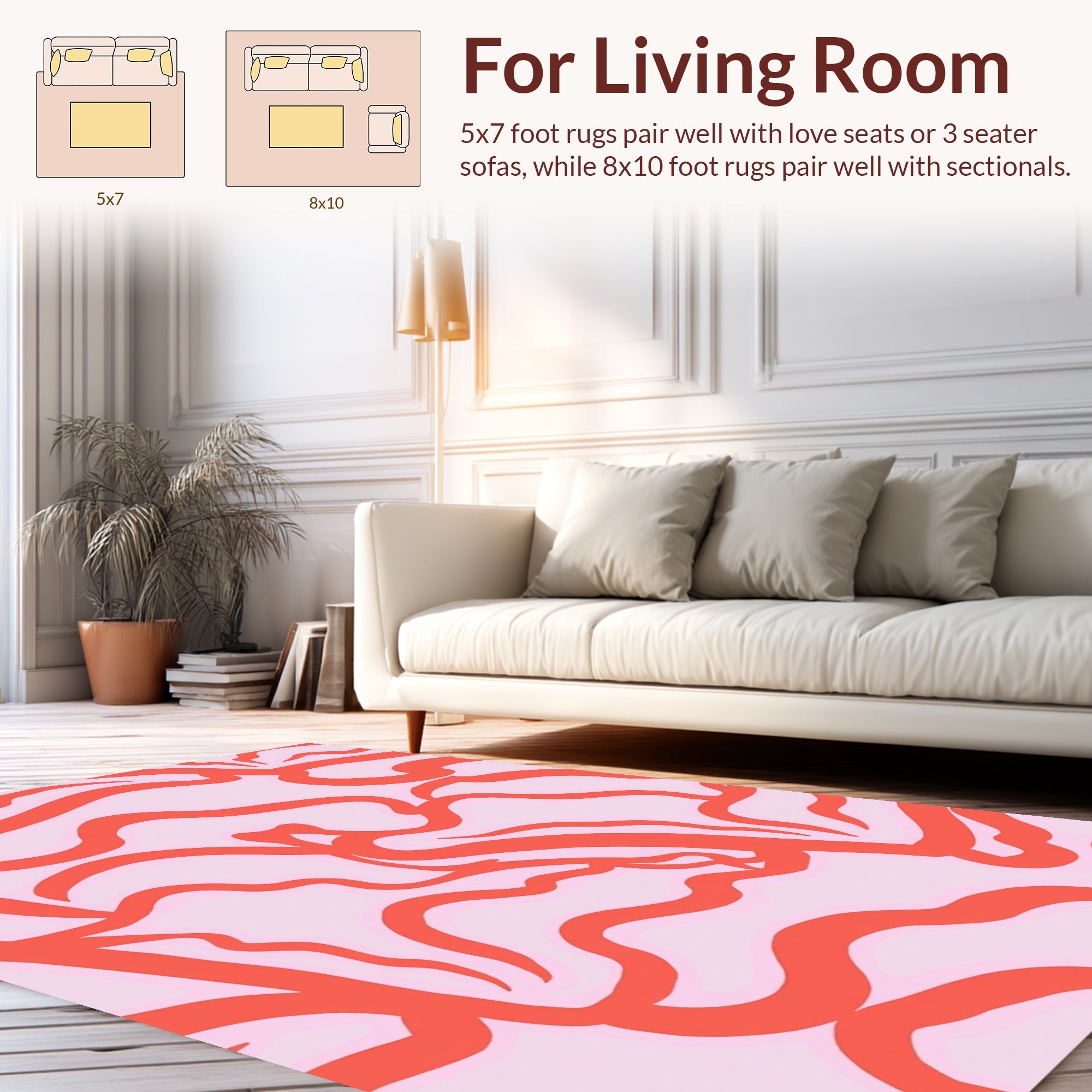 Coral Wave Pattern Rug