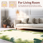 Green Tropical Palm Leaves Pattern Rug