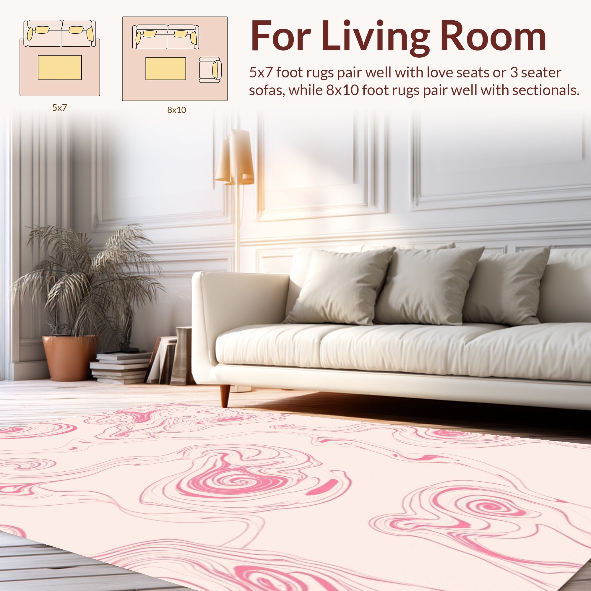 Soft Pink Swirl Marble Pattern Rug