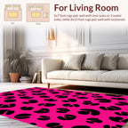 Hot Pink Black Spots Pattern Rug