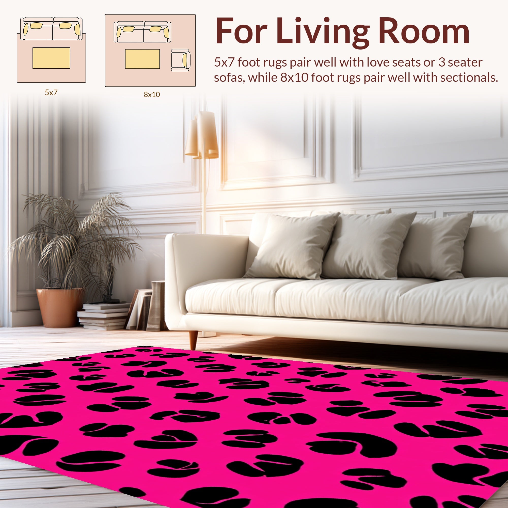 Hot Pink Black Spots Pattern Rug