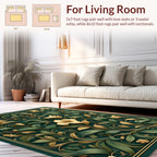 Rich Emerald Botanical Art Nouveau Rug