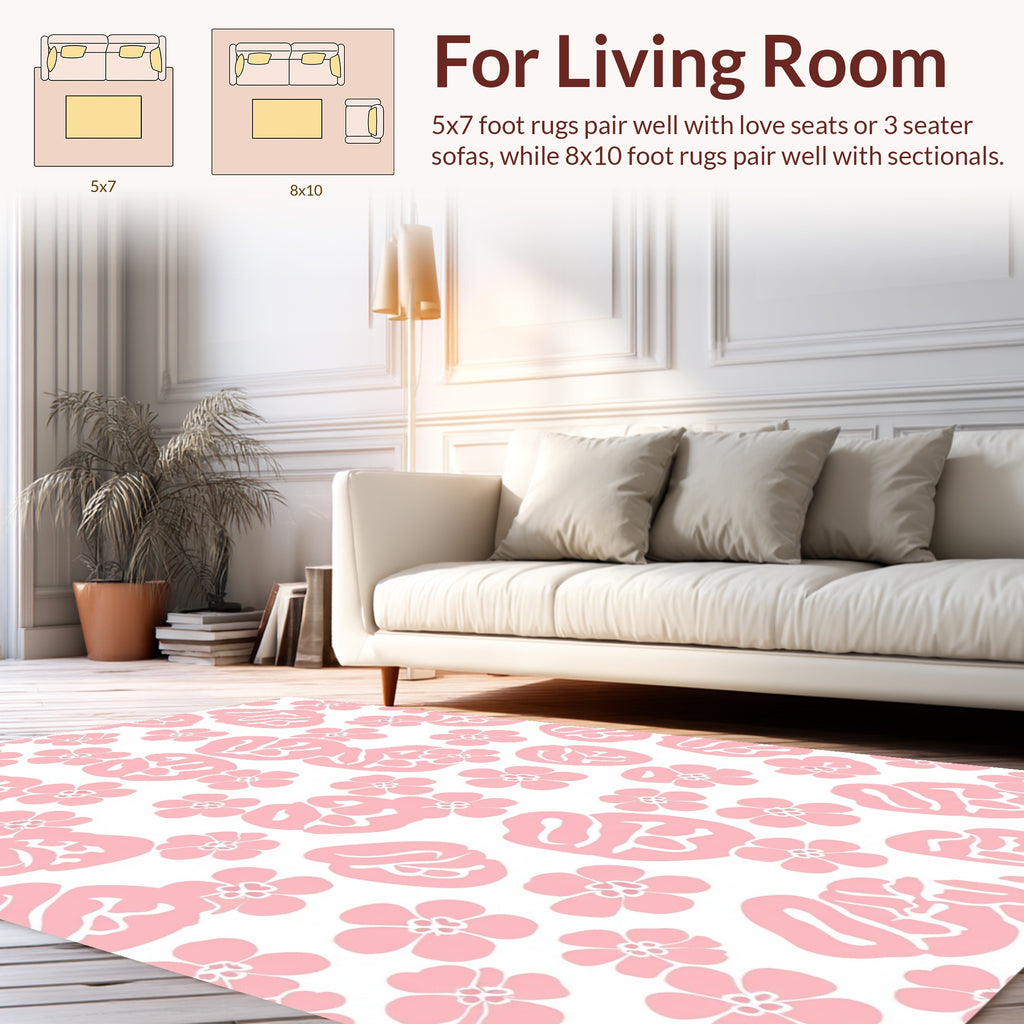 Pink Abstract Floral Pattern Rug