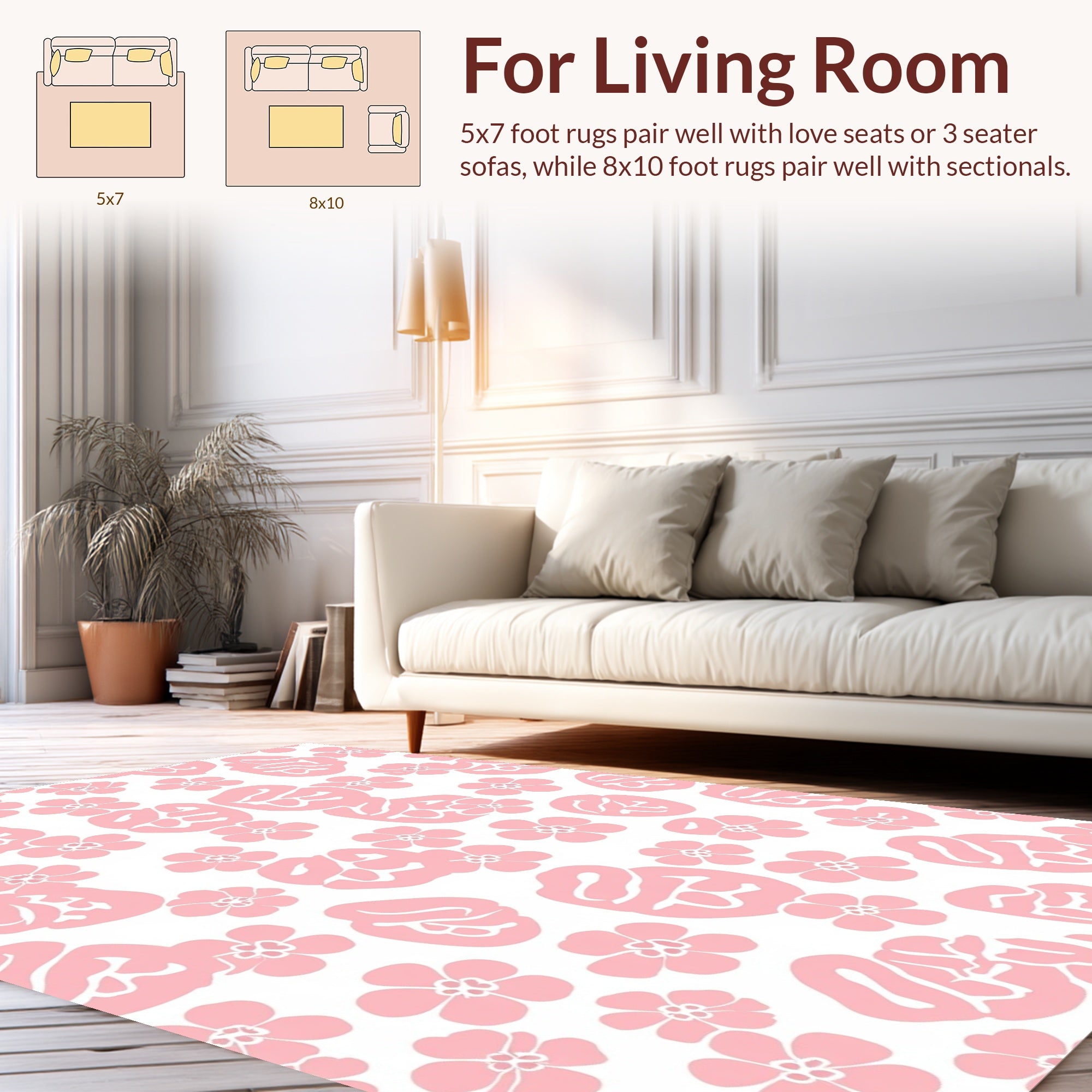 Pink Abstract Floral Pattern Rug